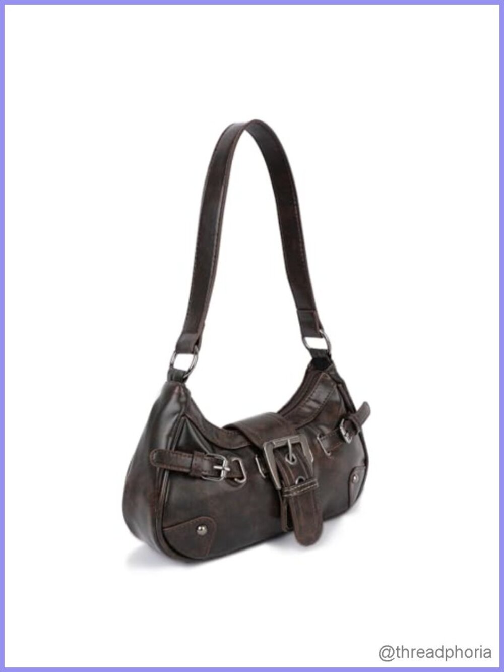 Y2K Buckle Vintage Purse - Faux Leather Small Clutch Shoulder Bag